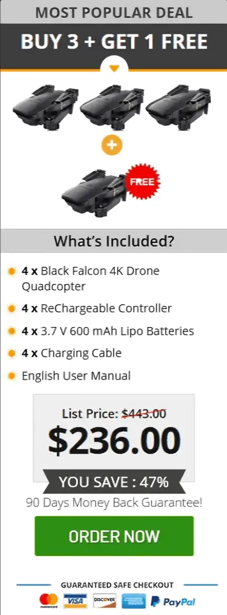 Black Falcon 4K Drone best package offer price